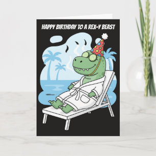 Tarjeta Sombrero de cumpleaños de T-Rex divertido de día d