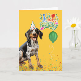 Tarjeta Sombrero de fiesta de cumpleaños amarillo del perr