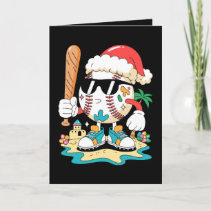 Tarjeta Sombrero de Santa béisbol de Navidad Murciélago Pl