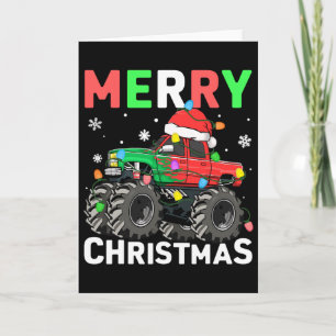 Tarjeta Sombrero de Santa de camión monstruo de Navidad pa