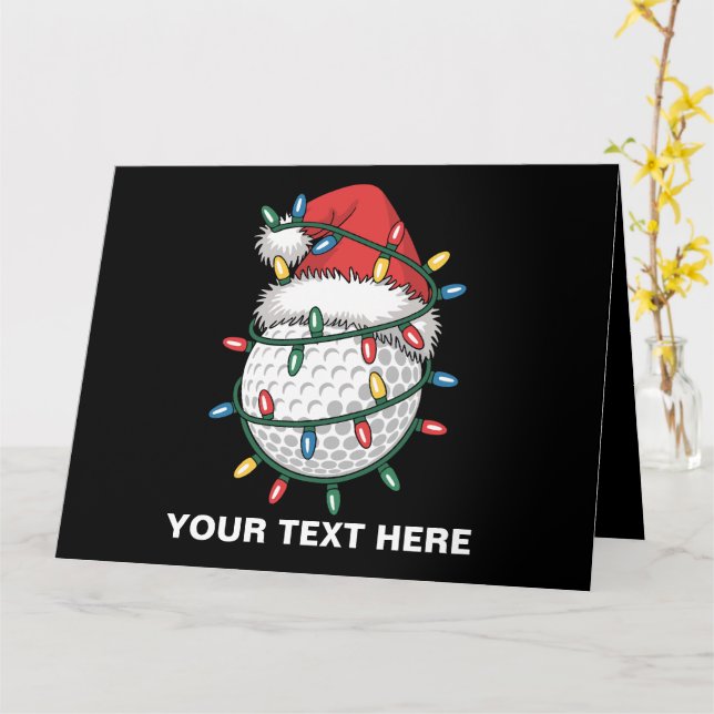 Tarjeta Sombrero de Santa de luces de Navidad personalizad (flor amarilla)