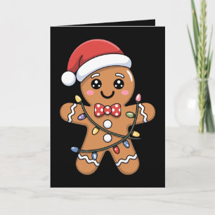 Tarjeta Sombrero de Santa de pan de jengibre de Navidad Lu