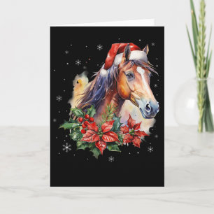 Tarjeta Sombrero divertido de Santa para caballo de Navida