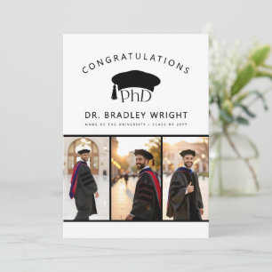 Tarjeta Sombrero doctoral de doctorado personalizado Gradu