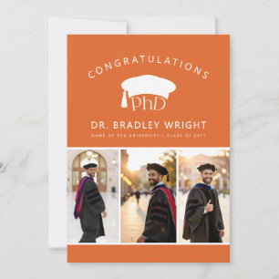 Tarjeta Sombrero doctoral de PhD personalizado Graduación