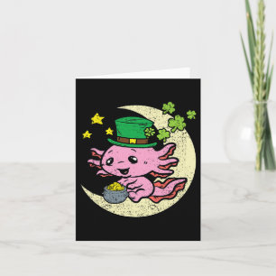 Tarjeta Sombrero duende Axolotl Día de San Patricio Trébol