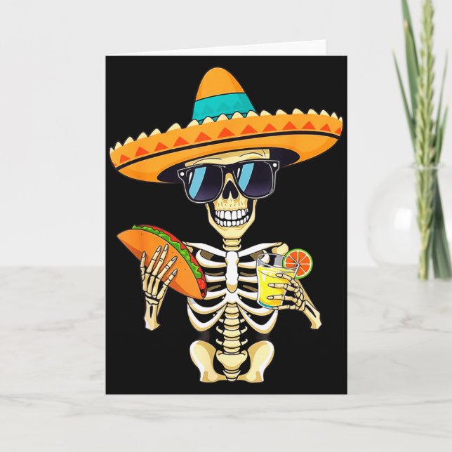 Tarjeta Sombrero Esqueleto de Cactus Cinco De Mayo Fiesta  (Anverso)