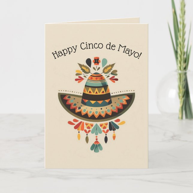Tarjeta Sombrero Mexicano Editable Cinco de Mayo (Anverso)