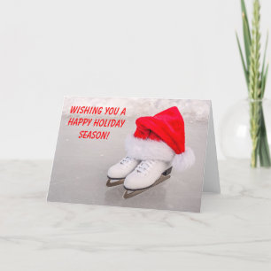 Tarjeta Sombrero Santa en patines ilustrados