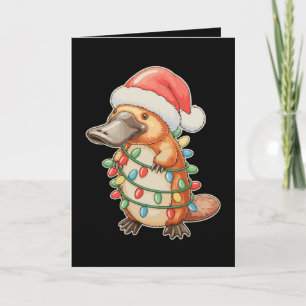 Tarjeta Sombrero Santa Ornitorrinco Luces de Navidad Regal