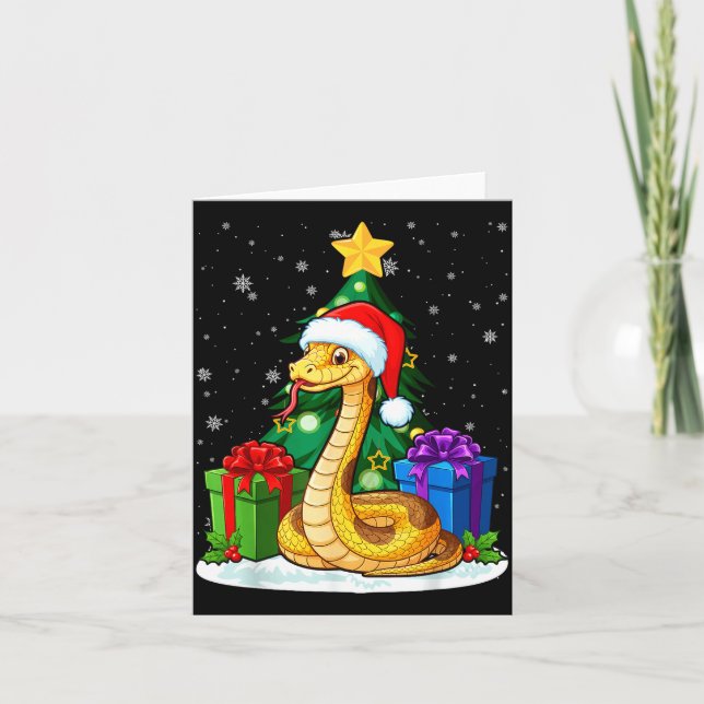 Tarjeta Sombrero Santa Serpiente Navidad Pijama Cute Anima (Anverso)