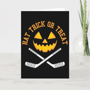 Tarjeta Sombrero y truco o trato Halloween hockey Jack O L