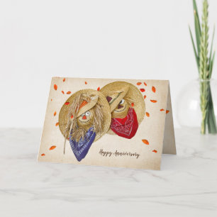 Tarjeta Sombreros de paja de espantapájaros de otoño anive