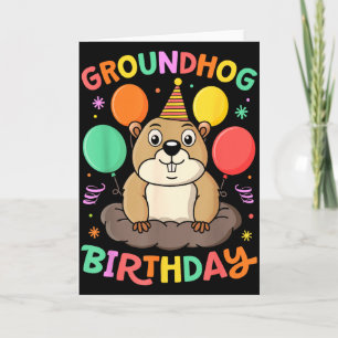 Tarjeta Sombreros Gorro Cumpleaños Día de la Marmota Globo