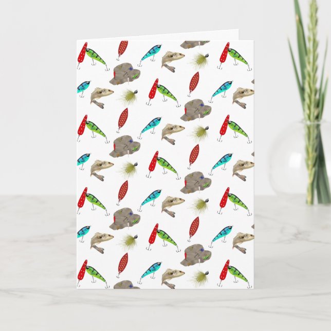 Tarjeta Sombreros y señuelos de pesca de cumpleaños  (Anverso)