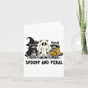 Tarjeta Sombreroso Y Feral Raccoon Halloween Sombrerosa Te