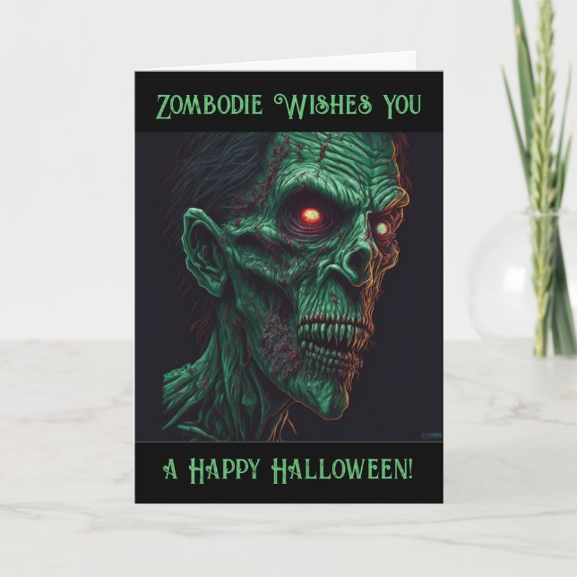 Tarjeta Sombrío Zombie Pun Halloween (Anverso)