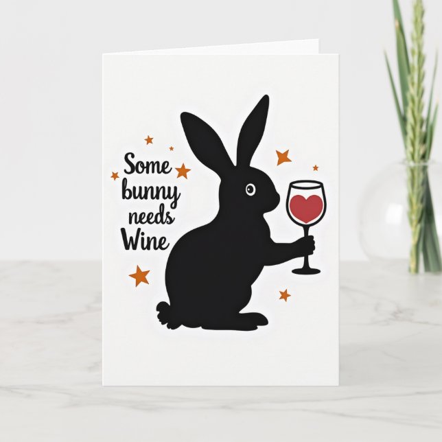 Tarjeta Some Bunny Needs Wine Card (Anverso)