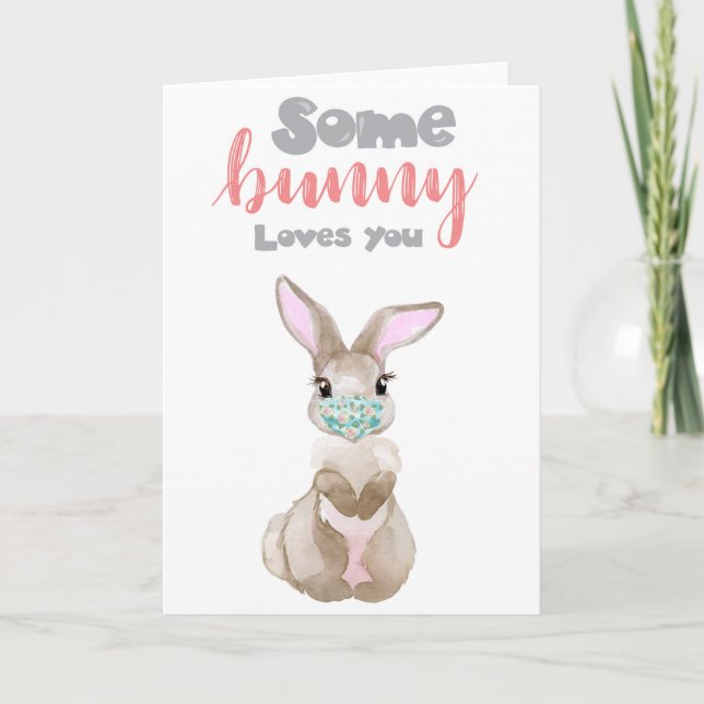 Tarjeta Somebunny te ama a ti máscara de cuarentenas de co (Anverso)