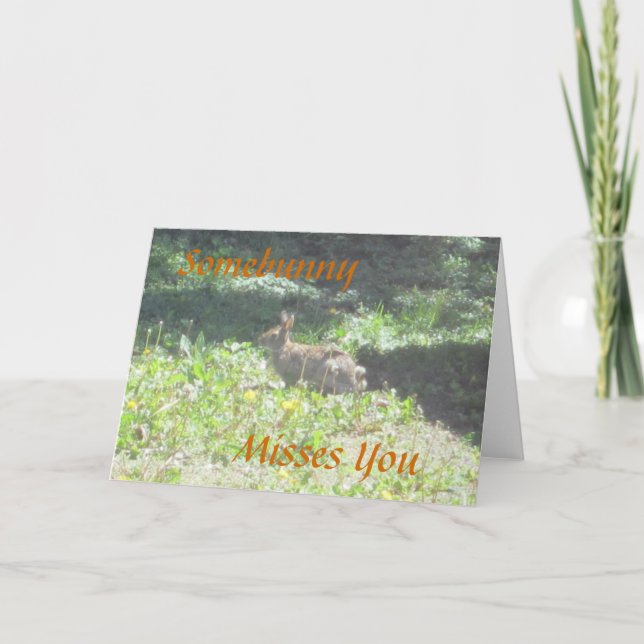 Tarjeta "Somebunny te echa de menos" a un conejo s (Anverso)