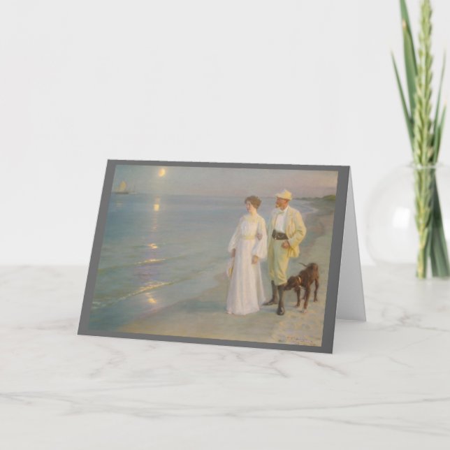 Tarjeta Sommeraften ved Skagens (Playa de Verano iluminada (Anverso)