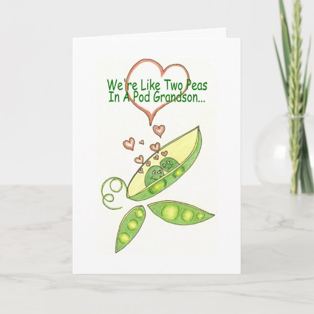 Tarjeta Somos como dos guisantes en un saludo del nieto de (Anverso)