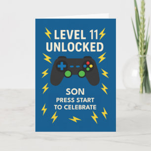 Tarjeta Son 11 años controlador de juegos de cumpleaños 11
