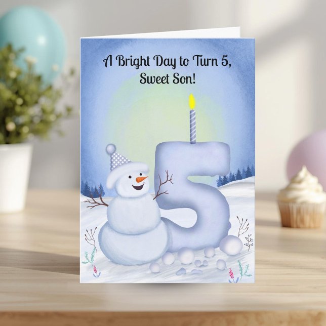 Tarjeta Son 5th Birthday Snowman Snowy  (Subido por el creador)