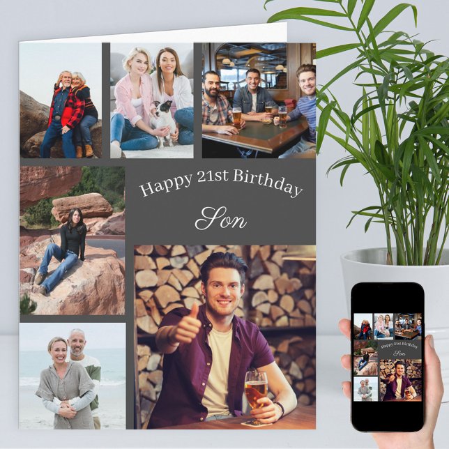 Tarjeta Son 6 Collages de fotos Cualquier Edad Gran Cumple (Subido por el creador)