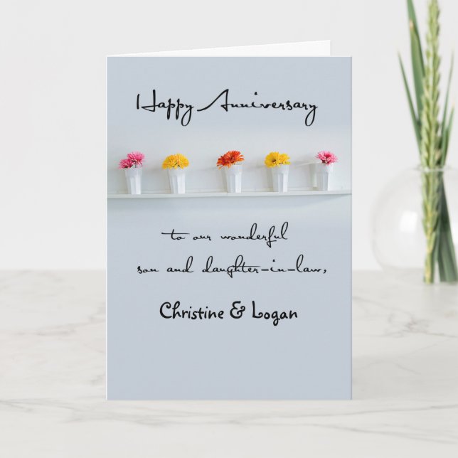 Tarjeta Son and Daughter-in-Law Wedding Anniversary Row (Anverso)