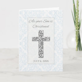 Tarjeta Son Christening Blessings Personalizado Date con C