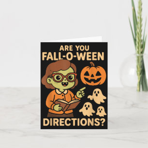 Tarjeta son direcciones divertidas de Otoño O Ween Profeso
