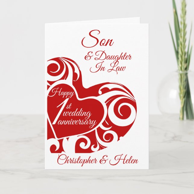 Tarjeta Son Feliz Primer Aniversario Boda (Anverso)