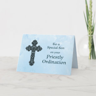Tarjeta Son Ordination Felicitaciones Ornate Cross