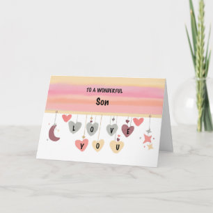 Tarjeta Son Valentine Love Hearts Moon Stars