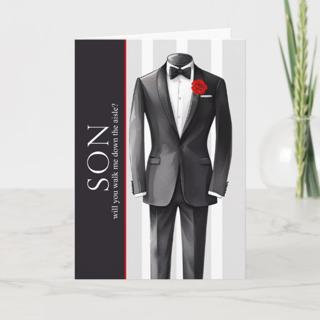 Tarjeta Son Walk Me Down the Aisle Wedding Request (Anverso)
