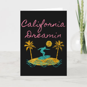 Tarjeta Soñando California Surf Retro Soñando