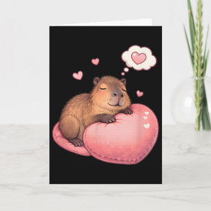 Tarjeta Soñando Capyra en Almohada con Corazón Arte de San