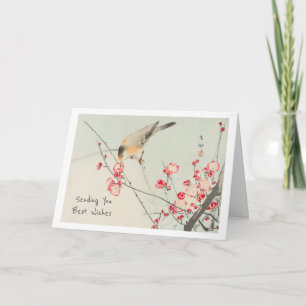 Tarjeta Song Bird Japanese Pink Blossom Greet