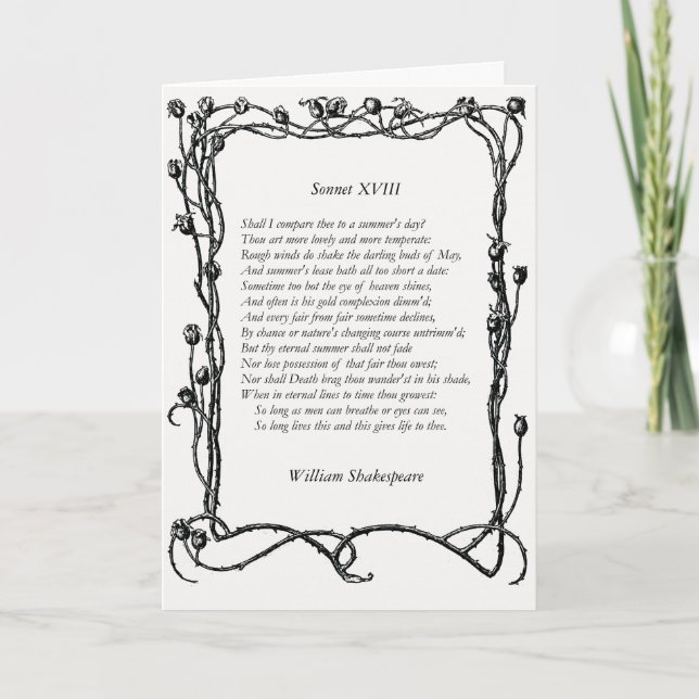 Tarjeta Sonnet # 18 de William Shakespeare (Anverso)