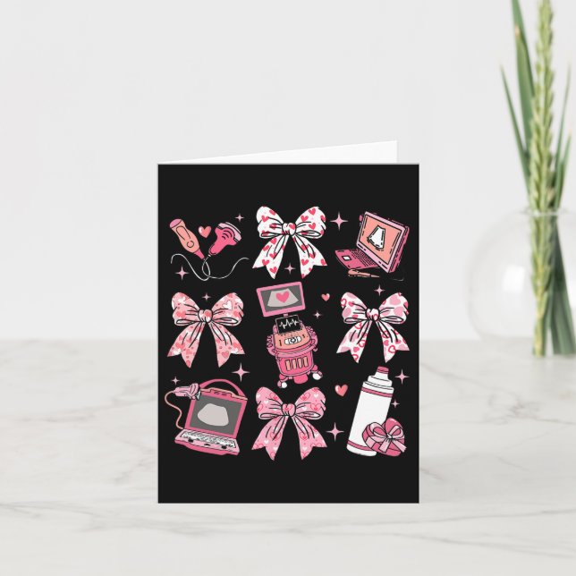 Tarjeta Sonógrafo día de San Valentín Nurse Coquette Bow H (Anverso)