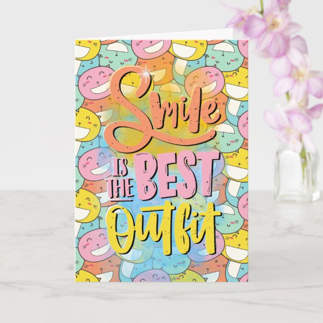 Tarjeta ¡Sonríe es el mejor conjunto! Motivador (Orquídea)