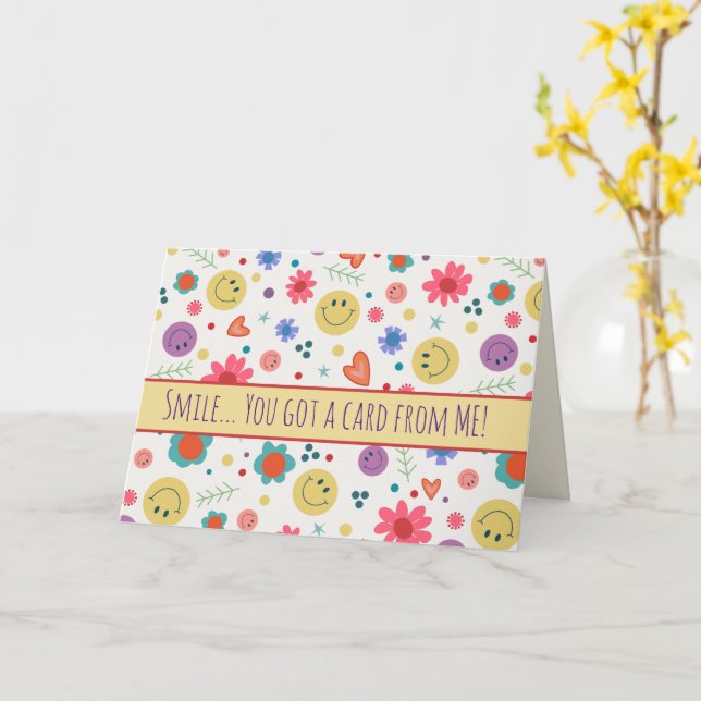 Tarjeta Sonríe Feliz Diversión Inespiritual Flores de Cora (flor amarilla)