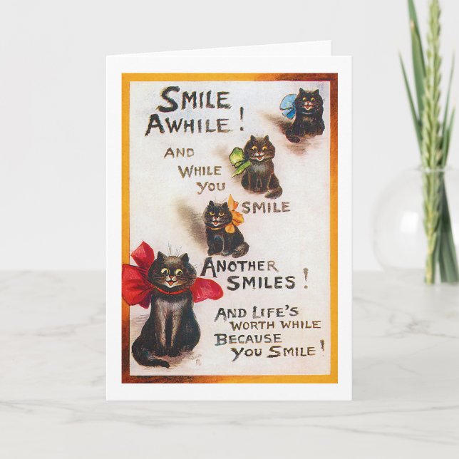 Tarjeta Sonríe gatos, Louis Wain (Anverso)