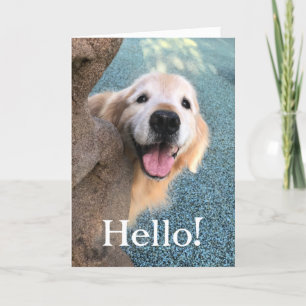 Tarjeta Sonriendo Perro recuperador de oro saliendo para s