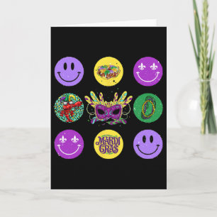 Tarjeta Sonriente Cara Mardi Gras Vibraciones Martes de Ca