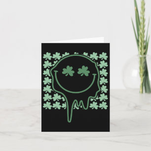 Tarjeta Sonriente Cara St Patricks Day Groovy Hippie Shamr