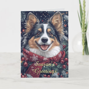 Tarjeta sonriente de Navidades de perros de color