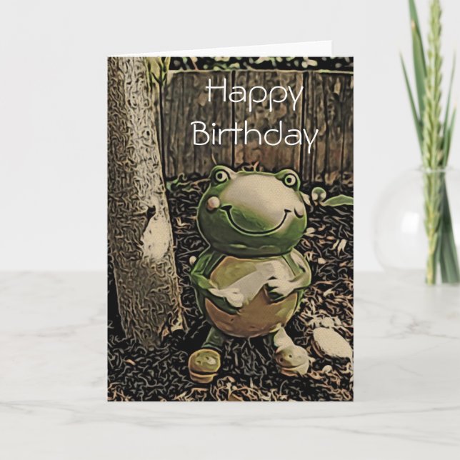 Tarjeta sonriente del feliz cumpleaños de la rana (Anverso)