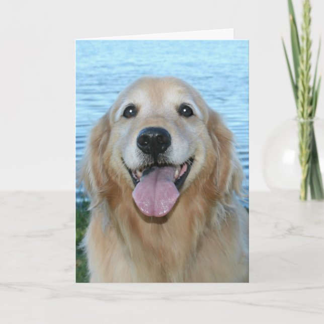 Tarjeta Sonriente Golden Retriever tiene un día feliz (Anverso)